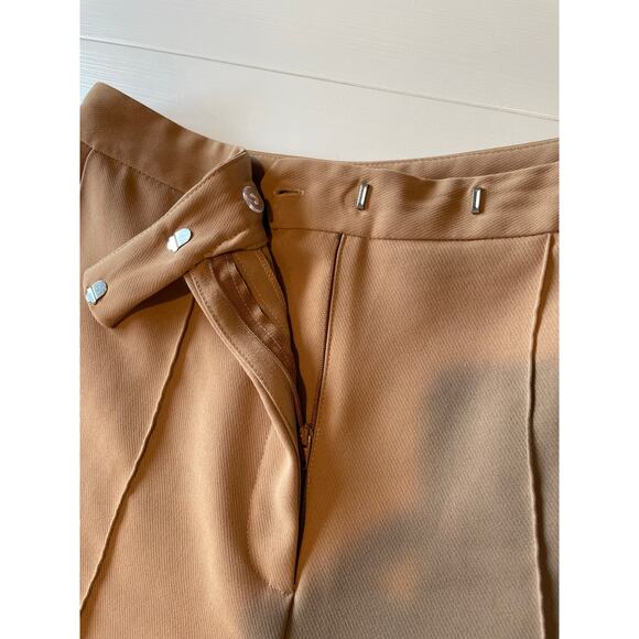 Topshop Wide Leg Pants Trousers High Rise Size 8 Tan Center Crease Closet Staple - Picture 7 of 14